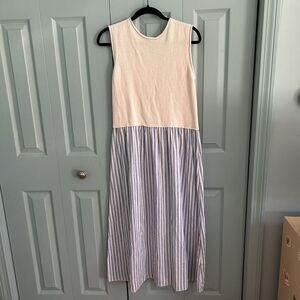 Zara Maxi Dress Medium Striped Knit Sleeveless Lagenlook Beachy Coastal Spring